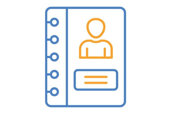 Address Book Blue & Orange Line Icon: A Modern Design Asset