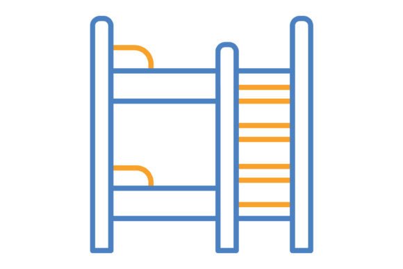 Bunk Bed Blue & Orange Line Icon: A Designer's Toolkit Essential