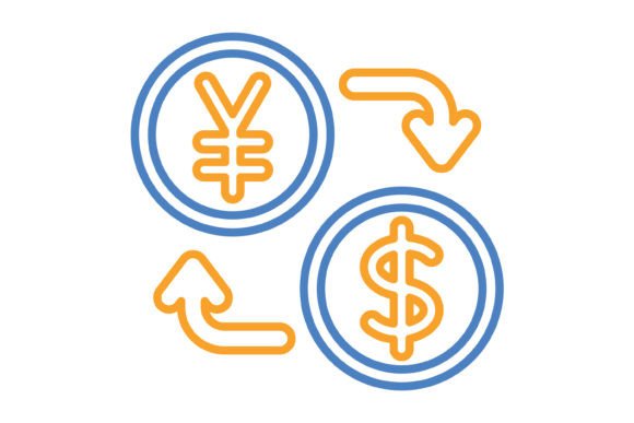 Currency Exchange Blue Orange Line Icon: Your Ultimate Design Asset