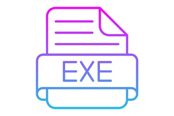 Exe File Line Gradient Icon: A Modern Vector Asset