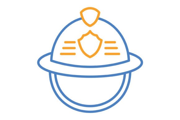 Firefighter Helmet Blue Orange Line Icon: A Designer's Guide