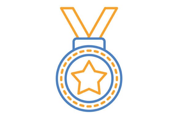 Medal Blue & Orange Line Icon: A Versatile Design Asset