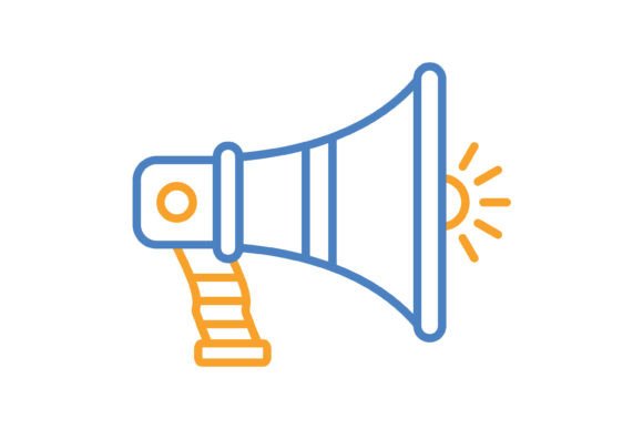 Megaphone Blue & Orange Line Icon: A Versatile Design Asset
