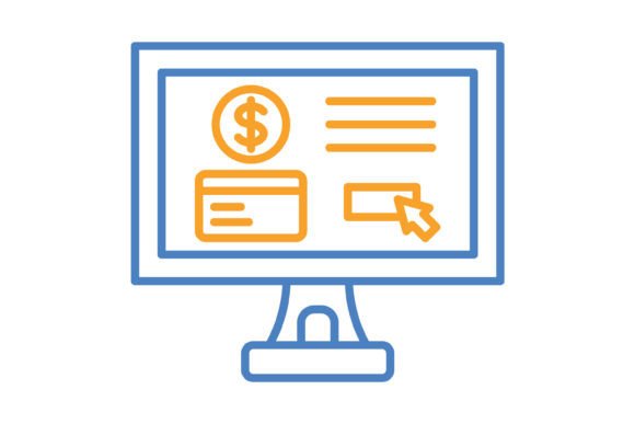 Online Payment Blue & Orange Line Icon: A Designer's Toolkit for Digital Clarity