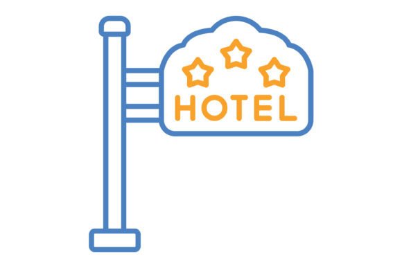 Practical Blue & Orange Hotel Sign Icons for Modern Projects