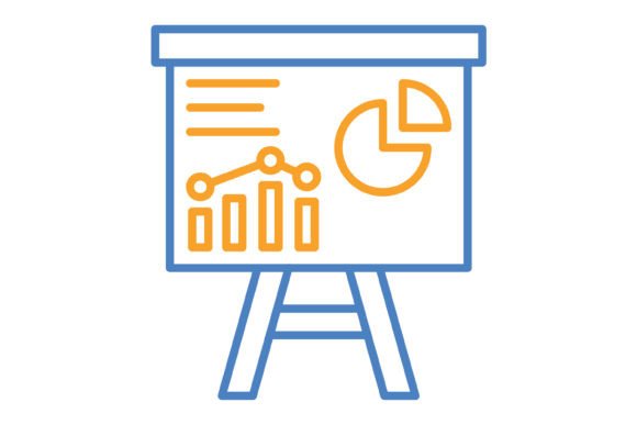 Presentation Blue & Orange Line Icon: A Versatile Asset for Modern Design