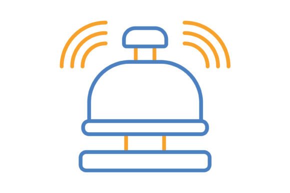 Reception Bell Blue & Orange Line Icon: A Design Asset for Instant Recognition