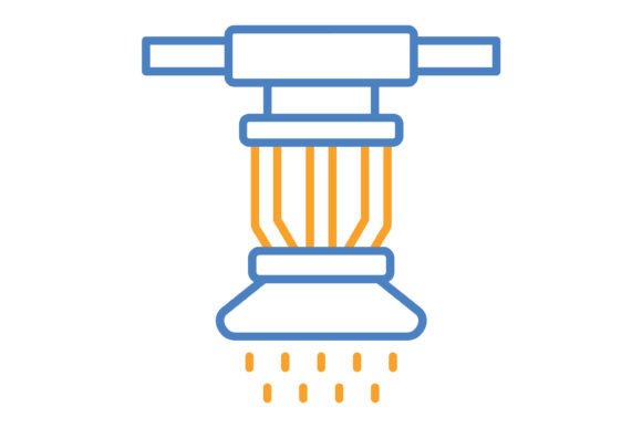 Sprinkler Blue & Orange Line Icon: A Versatile Design Asset