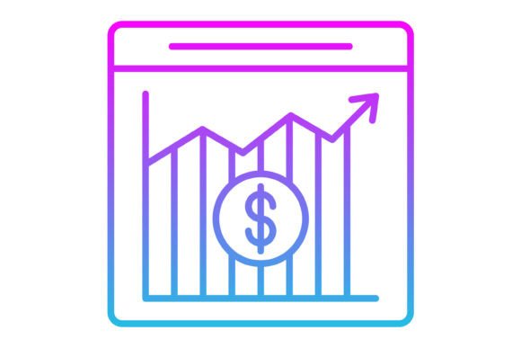 Stock Exchange App Line Gradient Icon: Your Modern Design Asset