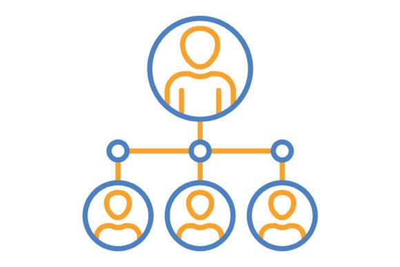 Team Leader Blue & Orange Line Icon: A Modern Design Asset