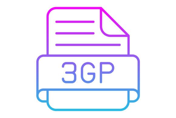 The 3gp File Line Gradient Icon: Modern Utility for Digital Design