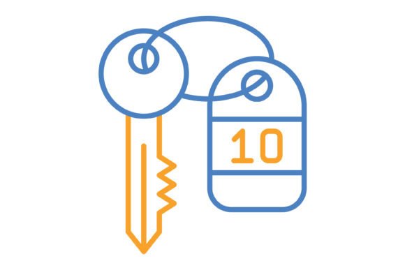 Unlocking Creativity with the Room Key Blue & Orange Line Icon