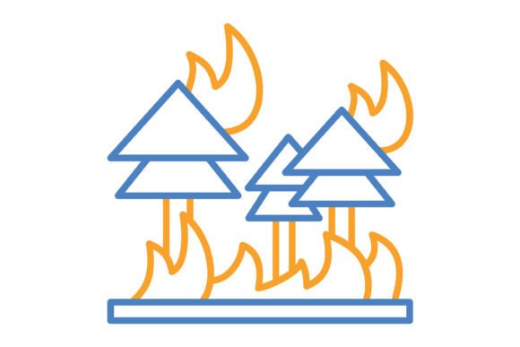 Wildfire Blue & Orange Line Icon: A Versatile Design Asset