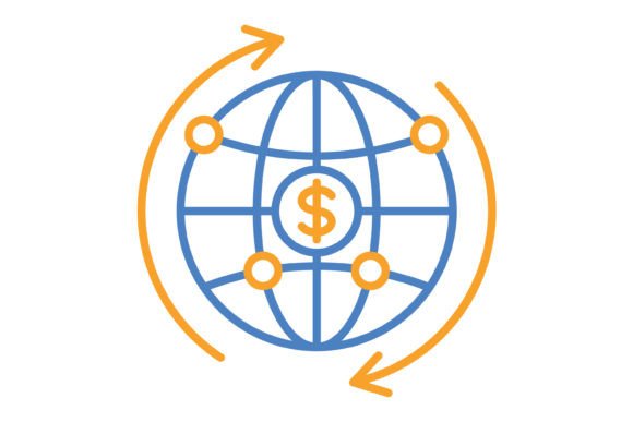 Worldwide Blue & Orange Line Icon: A Versatile Design Toolkit